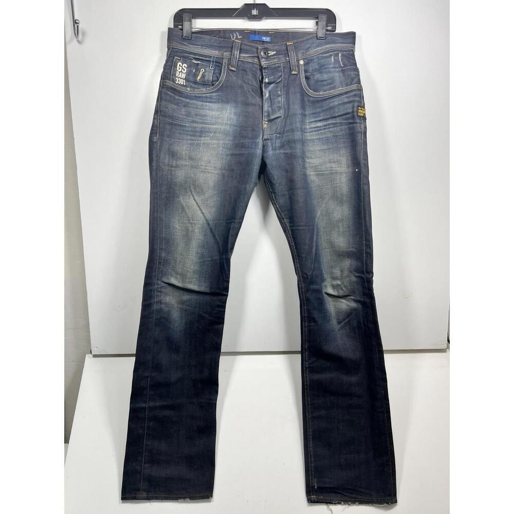 G-Star Raw Attacc Straight Men’s 31x32 Blue Straight Leg Button Fly See Describe